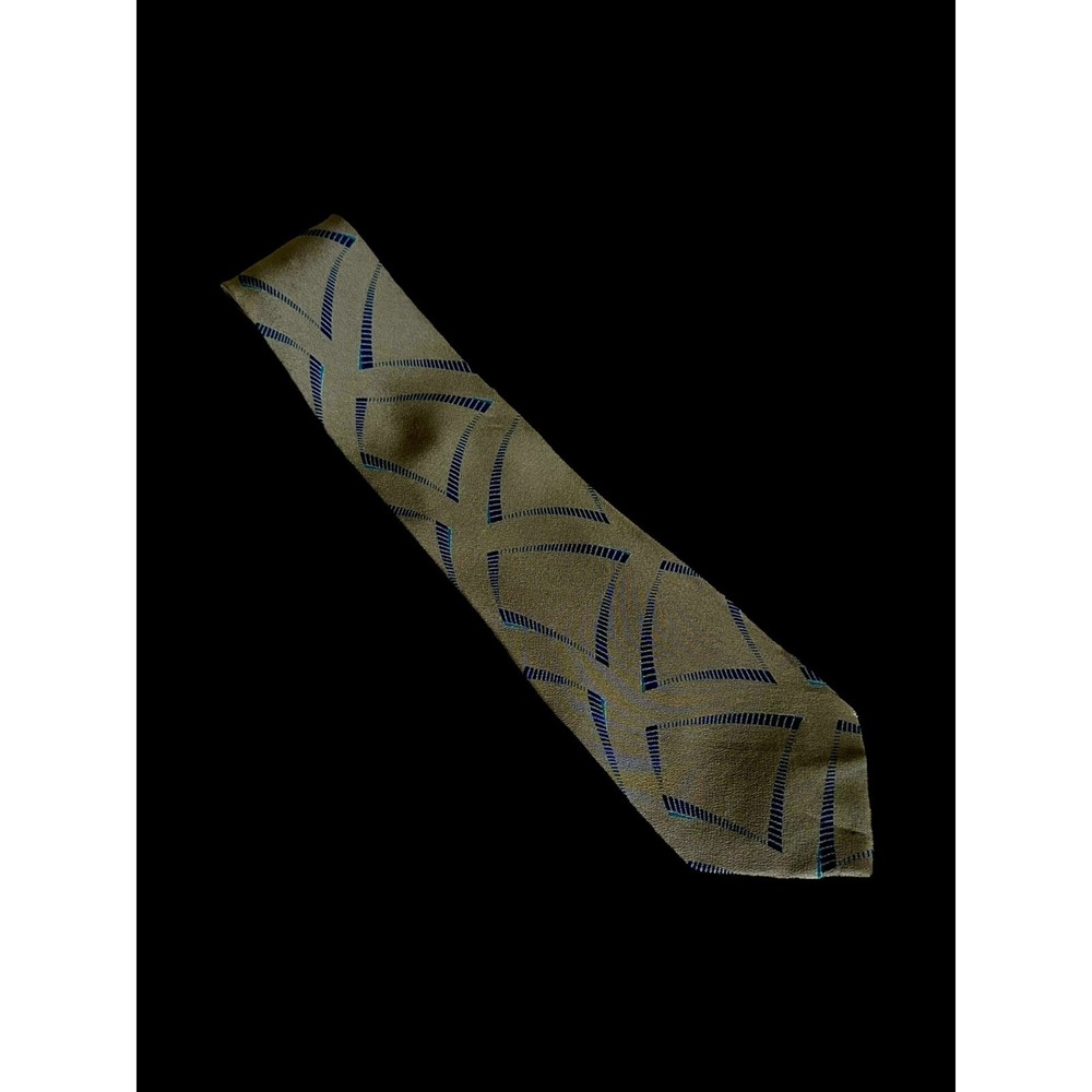 Giorgio Armani Neck Tie Cravatte‎ Made in Italy Olive Blue Silk Designer Vintage